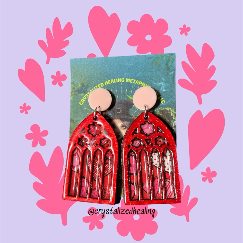 Vintage Window Valentine Earrings